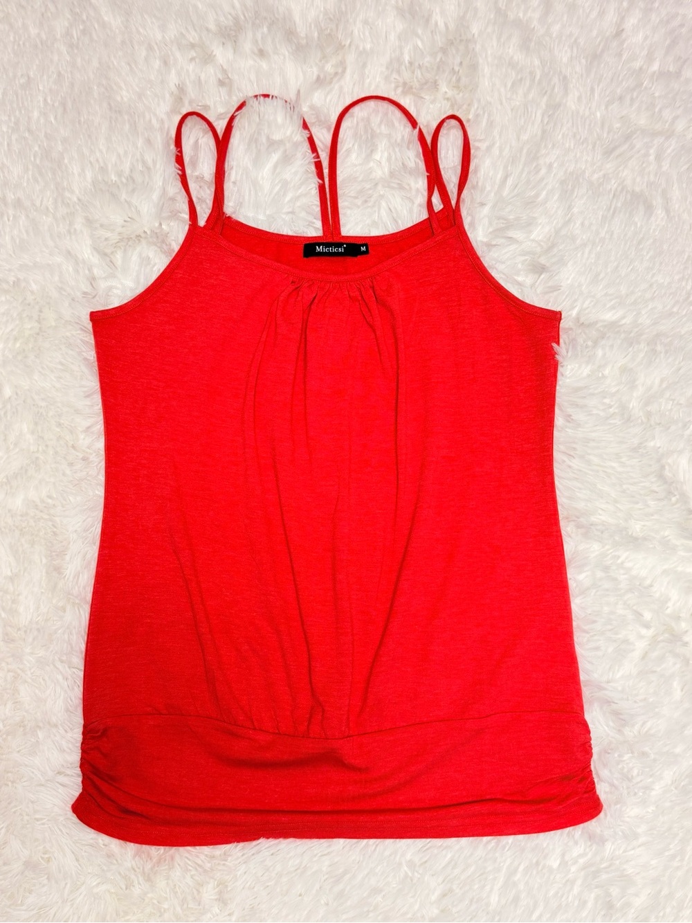 Red Women's Scoop Neck Tank Tops with Side Shirring